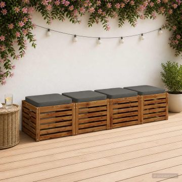 Cuscini per Sedia in 4 Pezzi VUGHT 4 pcs 100% Poliestere Grigio