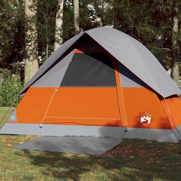 Tenda da Campeggio a Cupola 3 Persone Grigio e Arancione Impermeabile