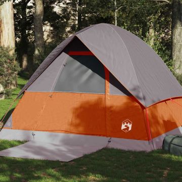 Tenda da Campeggio a Cupola 4 Persone Grigio e Arancione Impermeabile
