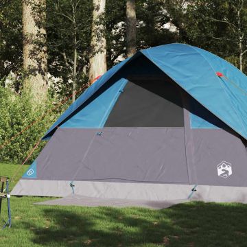 Tenda da Campeggio a Cupola per 4 Persone Blu Impermeabile
