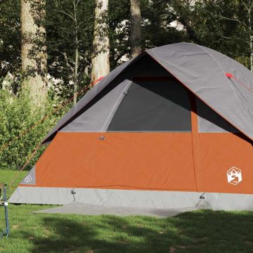 Tenda Familiare a Cupola 6 Persone Grigio e Arancione Impermeabile