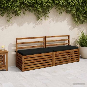 Cuscino per panchina SOEST 100% Poliestere Nero 170 x 40 x 5 cm