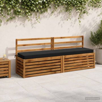 Cuscino per panchina SOEST 100% Poliestere Nero 200 x 40 x 8 cm