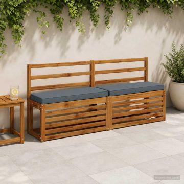 Cuscini per Panchina a 2 Pezzi VUGHT 2 pcs 100% Poliestere Blu