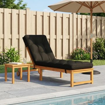 Cuscino per Lettino VIANEN 100% Poliestere Nero 200 x 60 x 8 cm
